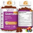 2 Pack Quercetin Gummies, Quercetin with Vitamin C Zinc, Elderberry and Vitamin D, Immune Support Adults Kids, Women Men, 120 Gummies