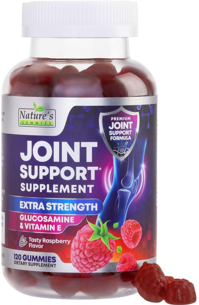 Supliment de sprijin comun - Extra puterea Glucosamine Gummy sprijină articulații Sănătate și flexibilitate pentru spate, genunchi, mâini - Natural Vitamina E Suport imunitar - Cele mai bune gume pentru femei și bărbați - 120 gume