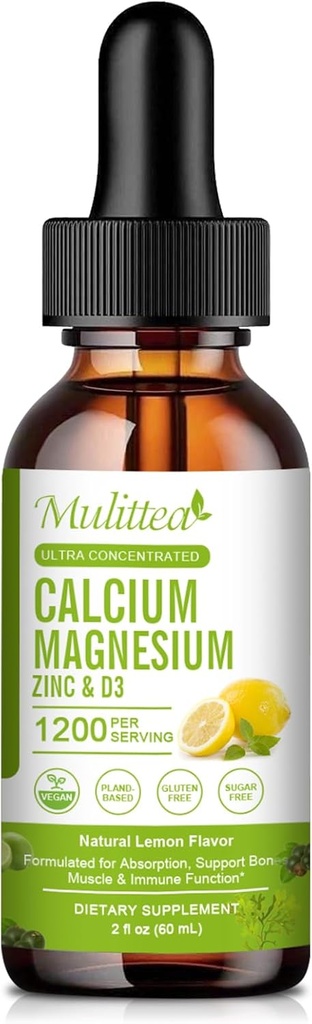 Calciu Magneziu zinc lichid cu vitamina D3, magneziu glicinat Plus vitamina C K2