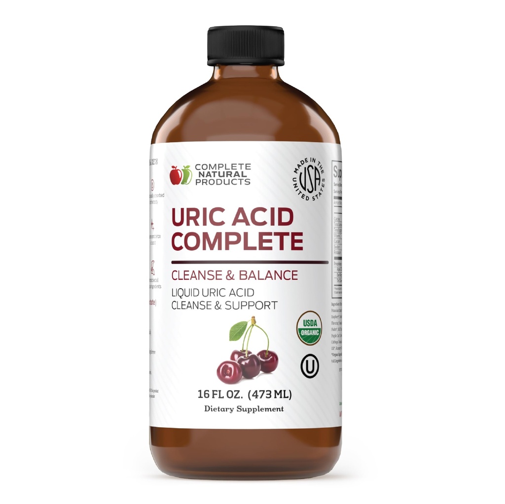 Produse naturale complete Acid uric complet - 16oz supliment lichid pentru a sprijini Curățarea acidului uric, Sănătatea și circulatia rinichilor cu cidru de mere Oțet de otet de cireșe, și rădăcină de sfeclă.