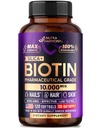Biotin 10000mcg cu Silicon - Supliment de calitate farmaceutica Biotin pentru femei - Suport pentru cresterea parului, Skin & Nails - Rezistenta maxima & 100% Biodisponibilitatea - Made in USA - 120 Softgels, 120 zile de aprovizionare