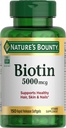 Natura's Bounty Biotin, susține metabolismul pentru energie celulară și păr sănătos, piele, și unghii, 5000 mcg, 150 Softgels