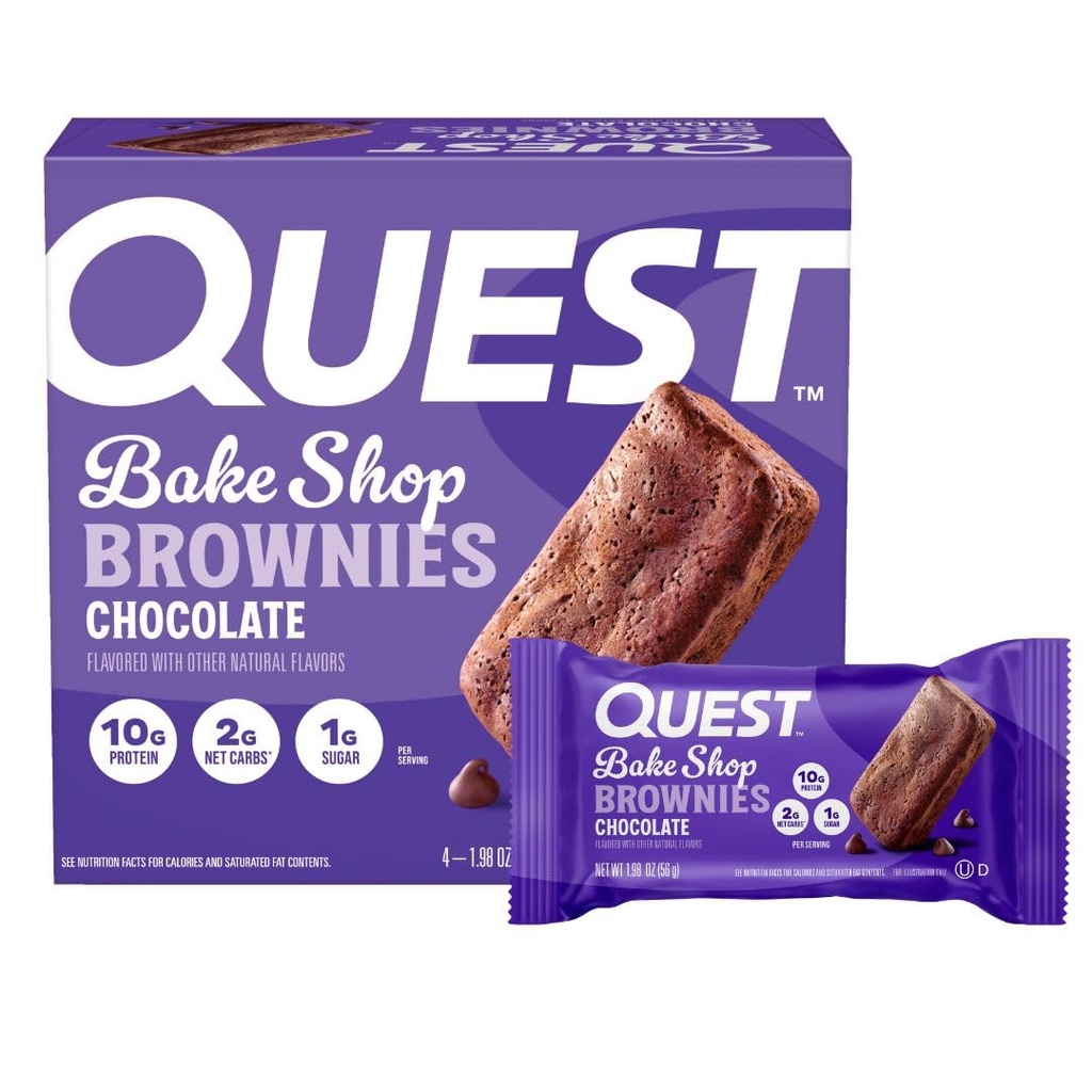 Quest Nutritie Bake Shop, Ciocolata Brownies, 10g Proteine, 2g Net carbohidrati, 1g Zahăr, 4 Conte