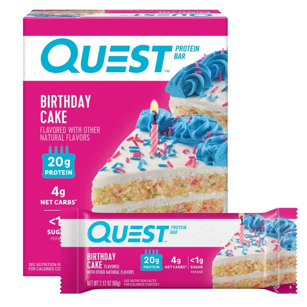 Quest Nutritie Tort Baruri Proteine, 20g Proteina, 4g net carbohidrati, 1g zahăr, Gluten gratuit, Keto Friendly, 4 Conte