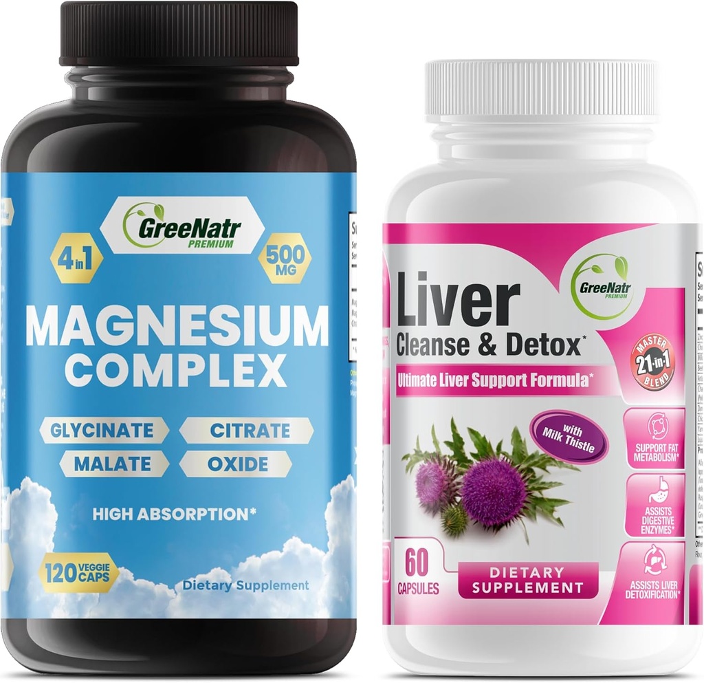 Ficat Cleanse Detox & Formula de reparații - Milk Thistle, Berberine, Ginger Plus Magneziu pentru o mai bună somn și funcția musculară