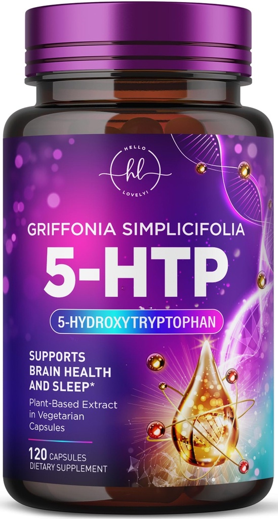 5-HTP Supliment - 200 mg per Servire - Extra Putere 5HTP de la Griffonia Simplicifolia - Suporturi Somn odihnitor, Calm natural & Brain Health - 5 Hidroxitriptofan - Stickd în Statele Unite ale Americii - 120 Capsule