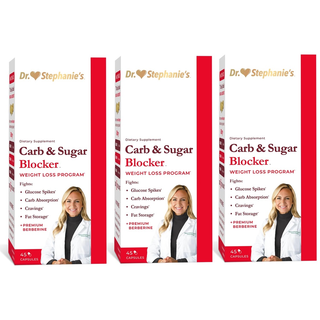 Dr. Stephanie's Mealtime Carb & Sugar Blocker - Reduceţi carbohidraţii, Sugars, & Calories, Stimulant-Free (3 Pack)