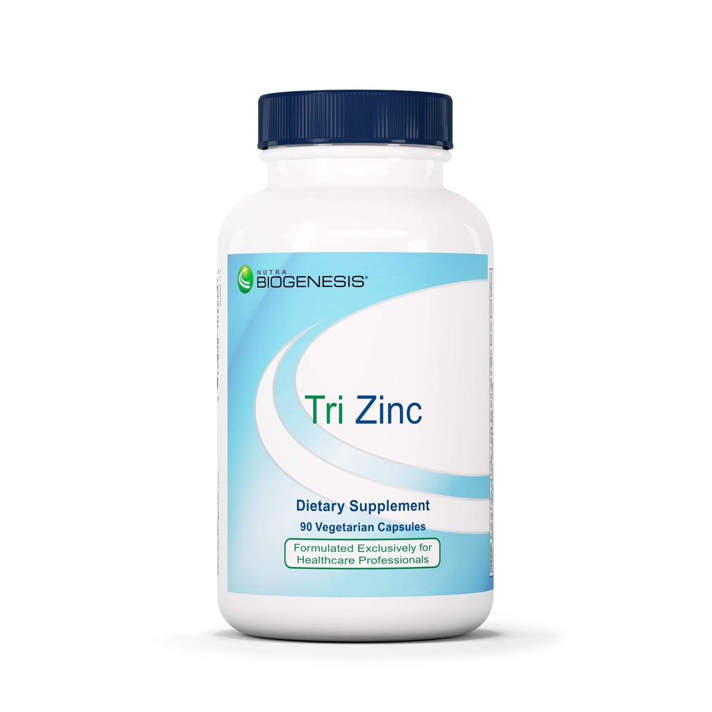 Nutra Biogenesis Tri Zinc - supliment de zinc glicinat pentru bărbaţi şi femei cu cupru pentru suport imunitar natural şi sănătate a pielii, 30 mg Chelat per pilula - 90 capsule