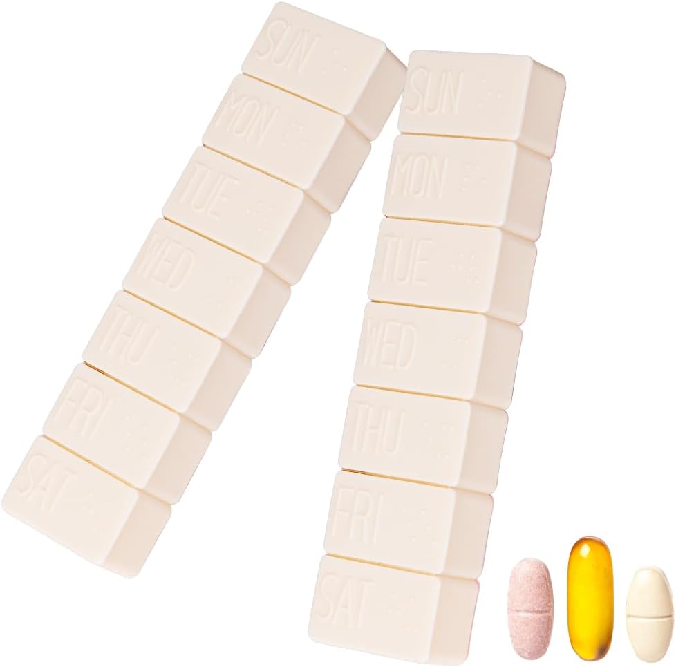 2Pack Weekly Pill Organizator,Extra Large 7 zile Pastile cutii de pastile de călătorie zilnic pentru ulei de pește, tablete de calciu suplimente și alte vitamine Pilula