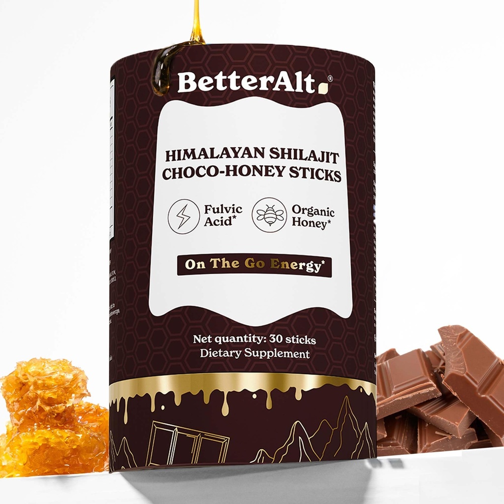 Ciocolata Alt Shilajit Honey Sticks 75% Acid fuzelian & 85+ Urme Minerale Ciocolata Infuzat Honey crud Himalayan Shilaj Energy Booster 30 Sticks Rezistenta naturala si suport rezistenta