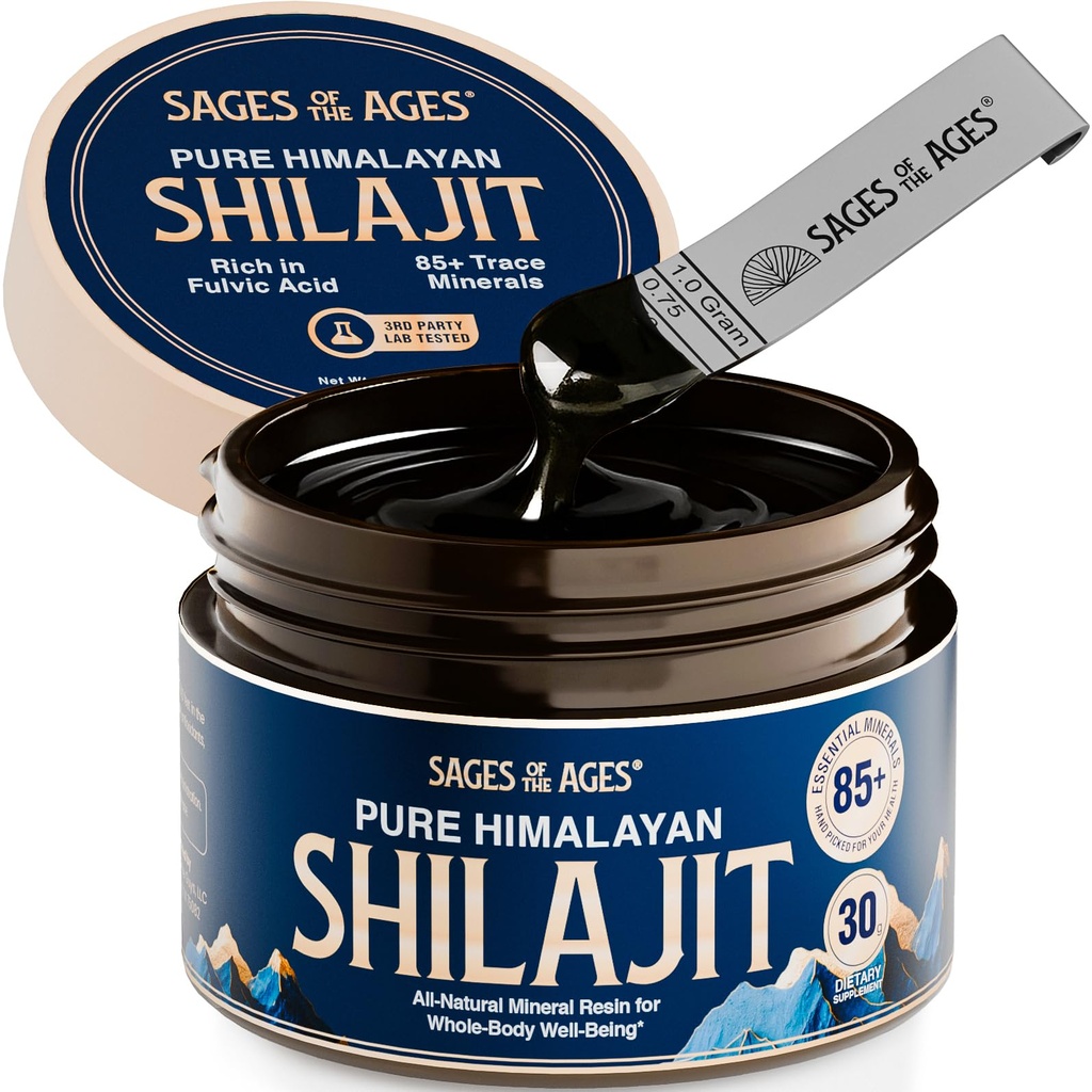 Pure Himalayan Shilajit Resin 500 mg Putere maxima Organic fuzelian Acid Complex pentru barbati si femei Lab testat cu 85 + Trace Minerale 