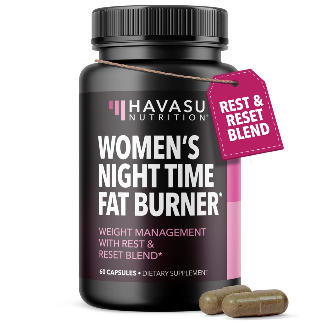 Timp de noapte Fat Burner pentru femei - Appetit Suppressant pentru pierderea in greutate - 60 Conte - Herbal Metabolism Booster cu Melatonina pentru Sleep Support - Capsule Vegan, Non-GMO - 2 luni de aprovizionare