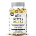 Ecologics Ocean Better D3 + K2-100% Organic VIT D3 și K2 Suplimente cu Biodisponibilitatea maximă - Suportă Densitatea osoasă, Balance de calciu, Imunitate & Mood - 1-Pack, 30-Day Supply