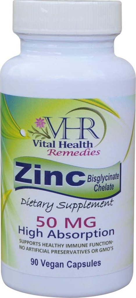 VHR ZINC Bisglicinat Chelat 50mg - Suport imun - Absorbţie ridicată - Nu există conservanţi. 90 Capsule Vegane