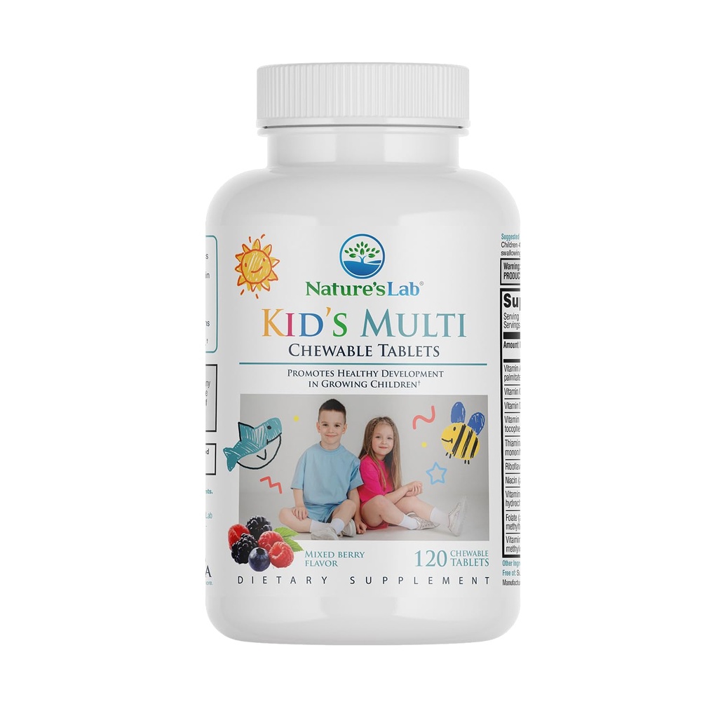 Vitamine Multi Naturale Lab Kid - Multivitamine complete pentru copii cu fier, magneziu, zinc și calciu - Aroma mixt Berry - 120 comprimate pentru vârstele 2+
