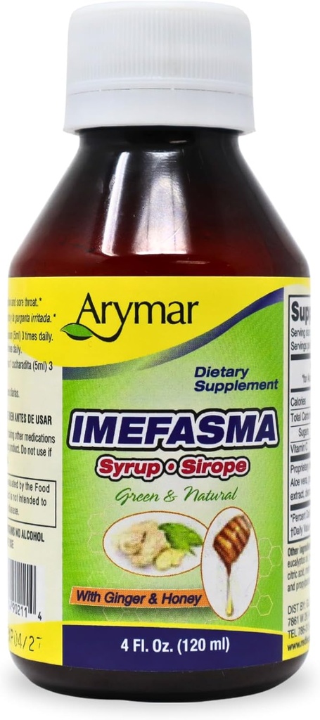 Arymar Imefasma cu sirop de tuse ghimbir & miere (4 oz) - Relief blând cu ingrediente naturale