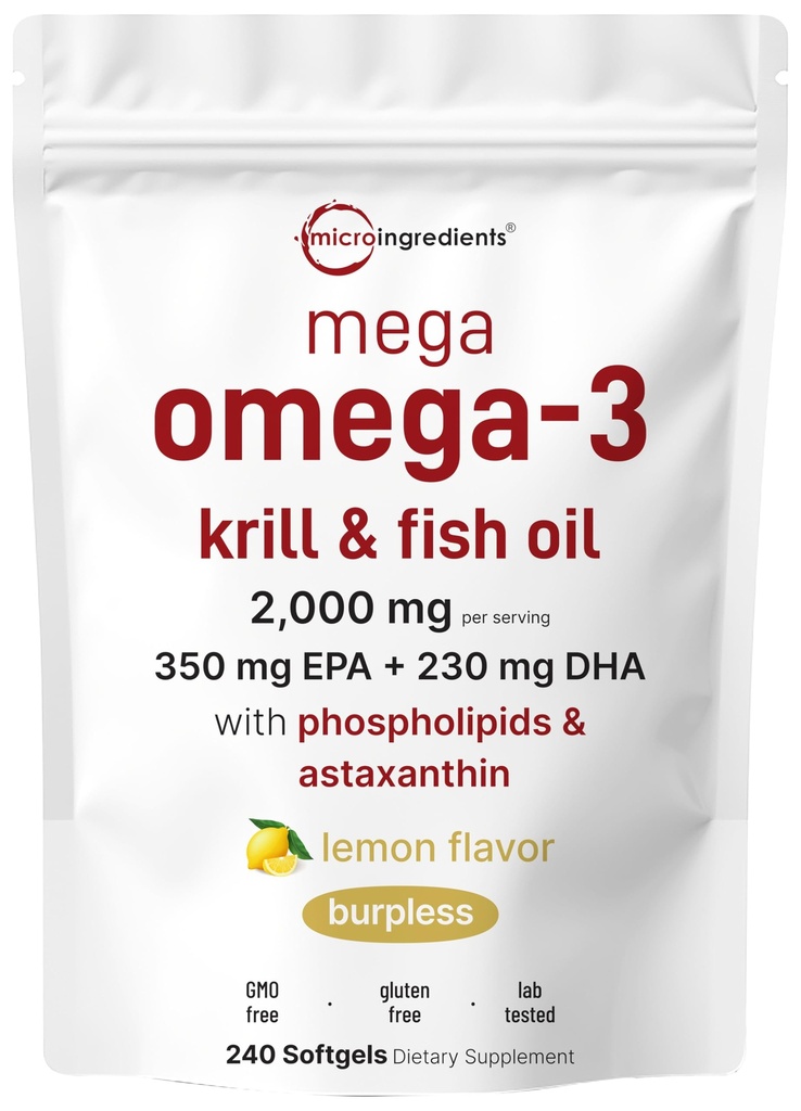 Mega Omega-3 Krill & Fish Oil 2,000 mg echivalent, 240 Softgels 