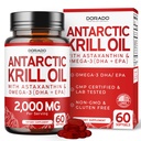 Antarctica Krill supliment ulei (2000 mg per servire, 60 Softgels) Krill ulei Omega 3 Suplimente cu EPA, DHA & Astaxantină - Fosfolipid Premium pentru adulți - terțe părți testate, Non-GMO & SUA Made