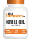 BulkSupplements.com Krill Oil 1000mg Softgels - Antarctic Krill supliment ulei - Omega 3 Supliment, DHA supliment - Gluten gratuit, 2 Softgels per Serving, 120 Conte (Pachet de 1)