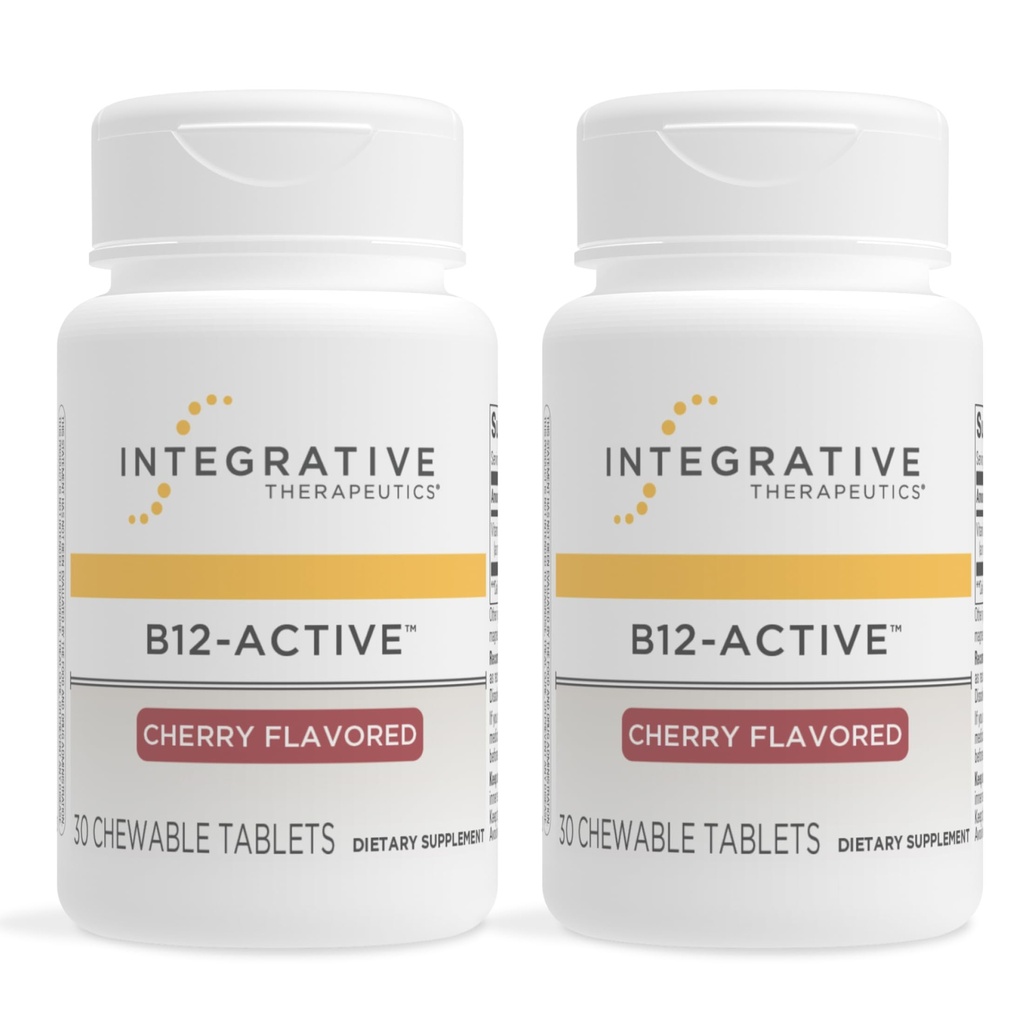Terapice integrate B-12 Active, Vitamina B12, Suportă funcția nervoasă*, Cherry Flavored, 30 comprimate masticabile - 2 ambalaj