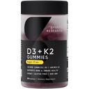 Sports Research® Vegan Vitamina D3 + K2 Gume fără zahăr - 125mcg (5000iu) Vitamina D w/ 100mcg Mk7 Vitamina K - Sprijină Bone & Immune Health* - Vegan Certified · Non-GMO · Soy Free - 60 Conte