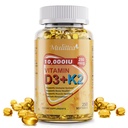 Baza de plante D3 K2 Vitamina 10000 UI w/ Virgin Coconut MCT Ulei - 200 mcg MK7 Vitamina K2, non-GMO pentru absorbtie finala - Bone, Imuna si sanatatea inimii - Usor de inghitit Suplimentul D & K - 250 Softgels