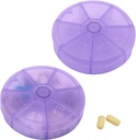 Portable Weekly Pill Organizator 7 zile Pastile Container, Round Pill Case de călătorie prietenos, Zilnic Săptămâna Pilula Case de reamintire, BPA-Free Vitamina, Supliment, Ulei de pește, Planificator de medicamente (Purple)