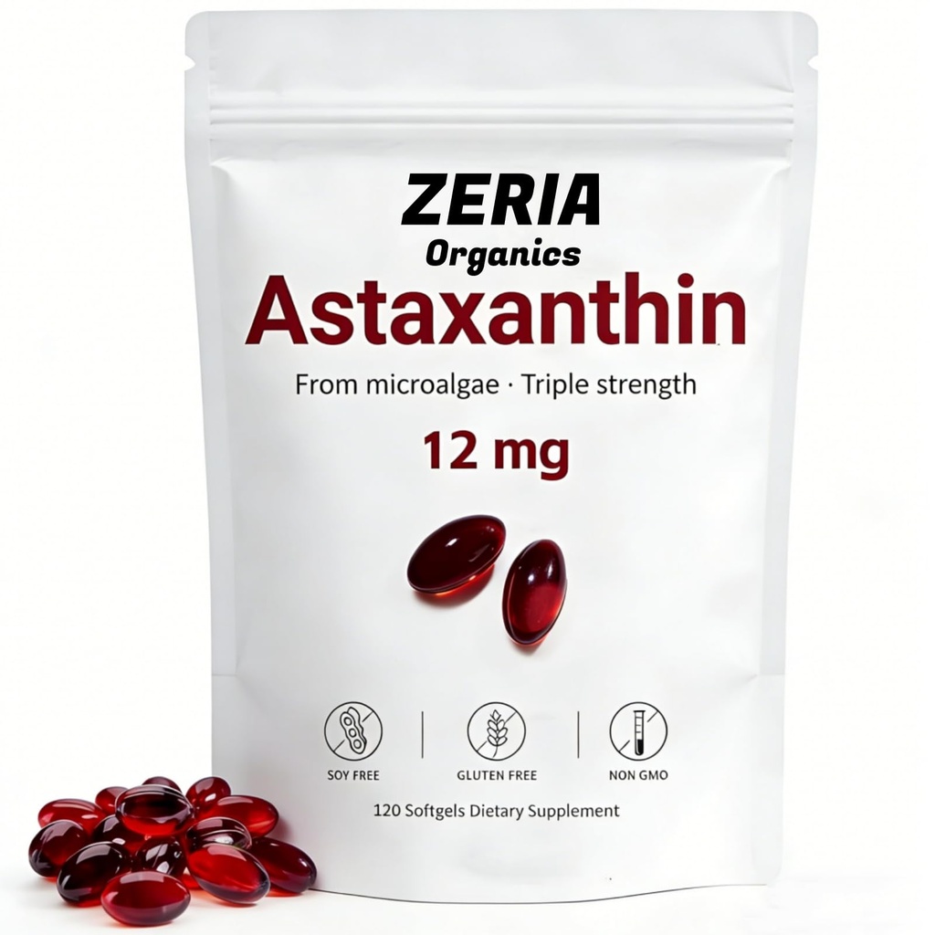 Astaxanthin 12mg, Suplimente Natural Astaxanthin Algae, 120 Softgels 4-Month Supply