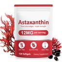 Astaxanthin Suplimente,12mg Astaxanthin Formula naturală anti-îmbătrânire - Suporturi ochi, comun, Circulație internă și sănătatea pielii, non-GMO non-Gluten