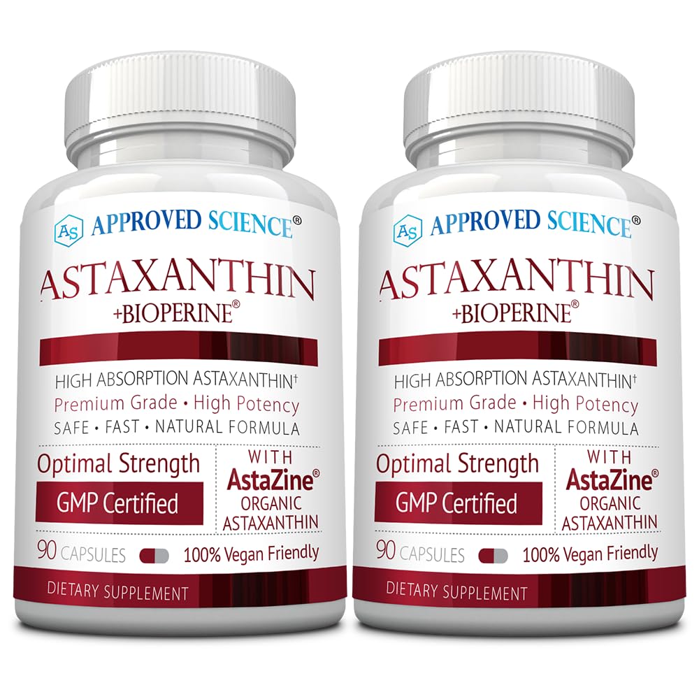 Stiinta aprobata® Astaxantina 12 mg - Antioxidant Extra Putere - Sprijina inima, ochi, piele - 180 capsule Vegane - 6 luni de aprovizionare
