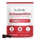 Astaxanthin 12mg (120 Softgels) - Premium Astaxanthin Antioxidant Suplimente - Suporturi ochi, Circulație internă, Imun & Skin Health - Proaspăt Microalgae Sursa - Non-GMO & No Gluten