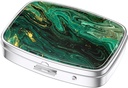 Nipichsha Pilula cutie, Pilula caz mic pentru Purse & Pocket, Cute Travel Medicine Organizator, Portable Medicine Container Holder to Hold Vitamine, Medicamente, Ulei de pește & Supliment, Marble Oceanul Verde