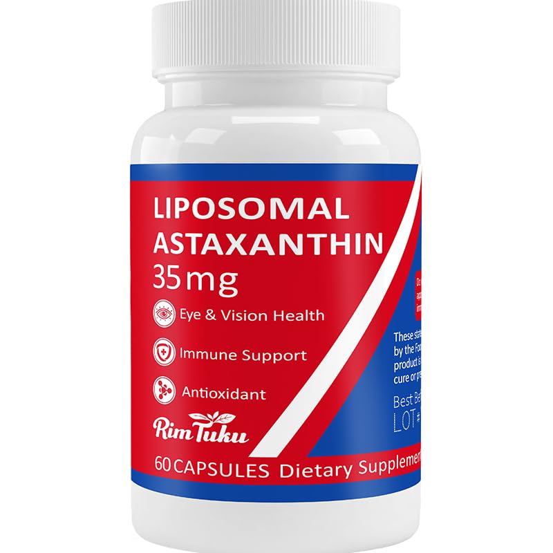 35mg Liposomal Astaxanthin Supliment - Suport puternic antioxidant pentru piele, Joint & Eye Health - Formula anti-îmbătrânire naturală cu Astexantină pură - Vegan, non-GMO, 60 capsule