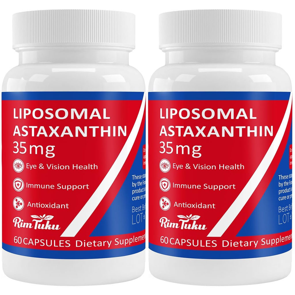 35mg Liposomal Astaxanthin Supliment - Suport puternic antioxidant pentru piele, sănătatea articulară și oculară - Formula anti-îmbătrânire naturală cu Astexantină pură - Vegan, non-GMO, 120 capsule