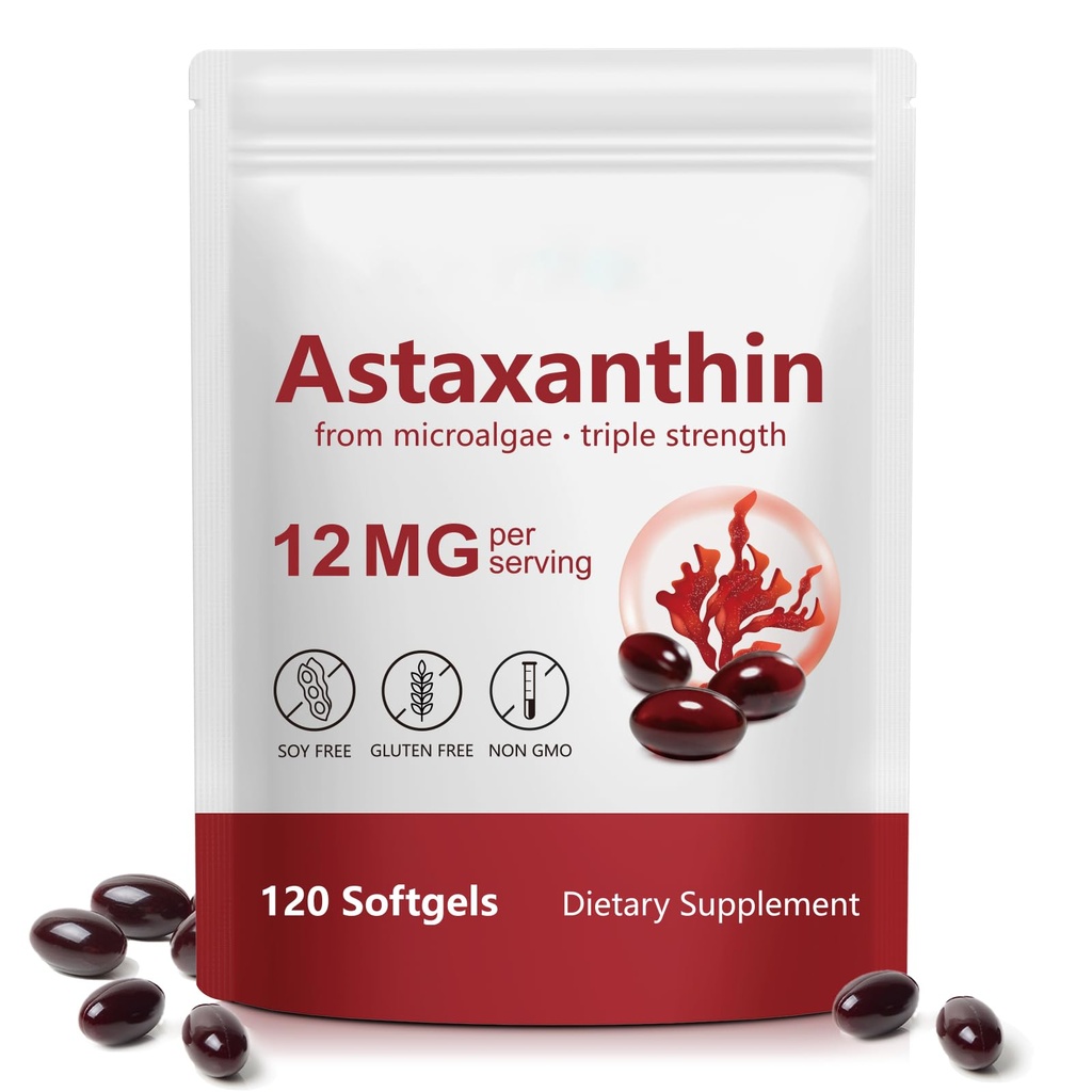 HUALIJIA Astaxanthin 12mg, 120 Softgels 