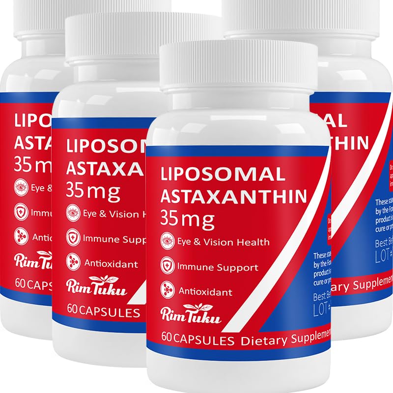 35mg Liposomal Astaxanthin Supliment - Suport puternic antioxidant pentru Skin, Joint & Eye Health - Formula anti- imbatranire naturala cu Astaxantină pură - Vegan, non-GMO, 240 capsule