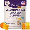 Omega 3 Gume pentru copii si adolescenti - Sugar Free Omega DHA & EPA Supliment Gummy pentru copii Creier si Imunitate - Fara peste Burps, Vegan - 120 Gummies