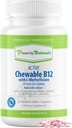 Putere de Naturals Active Masticabile Metilate B12 cu L-metil Folate Supliment pentru femei şi bărbaţi, Cherry Flavor, 60 comprimate