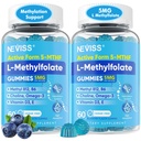 L Metilfolat Gumries & Metil B12, Active 5-Mthf metilate Folate 5mg Supliment pentru femei bărbaţi w/metil B Complex,Choline,Magesium,Omega-3,Methyl Folate pentru metilare,Focus,Mood,Sugar Free,2Pack
