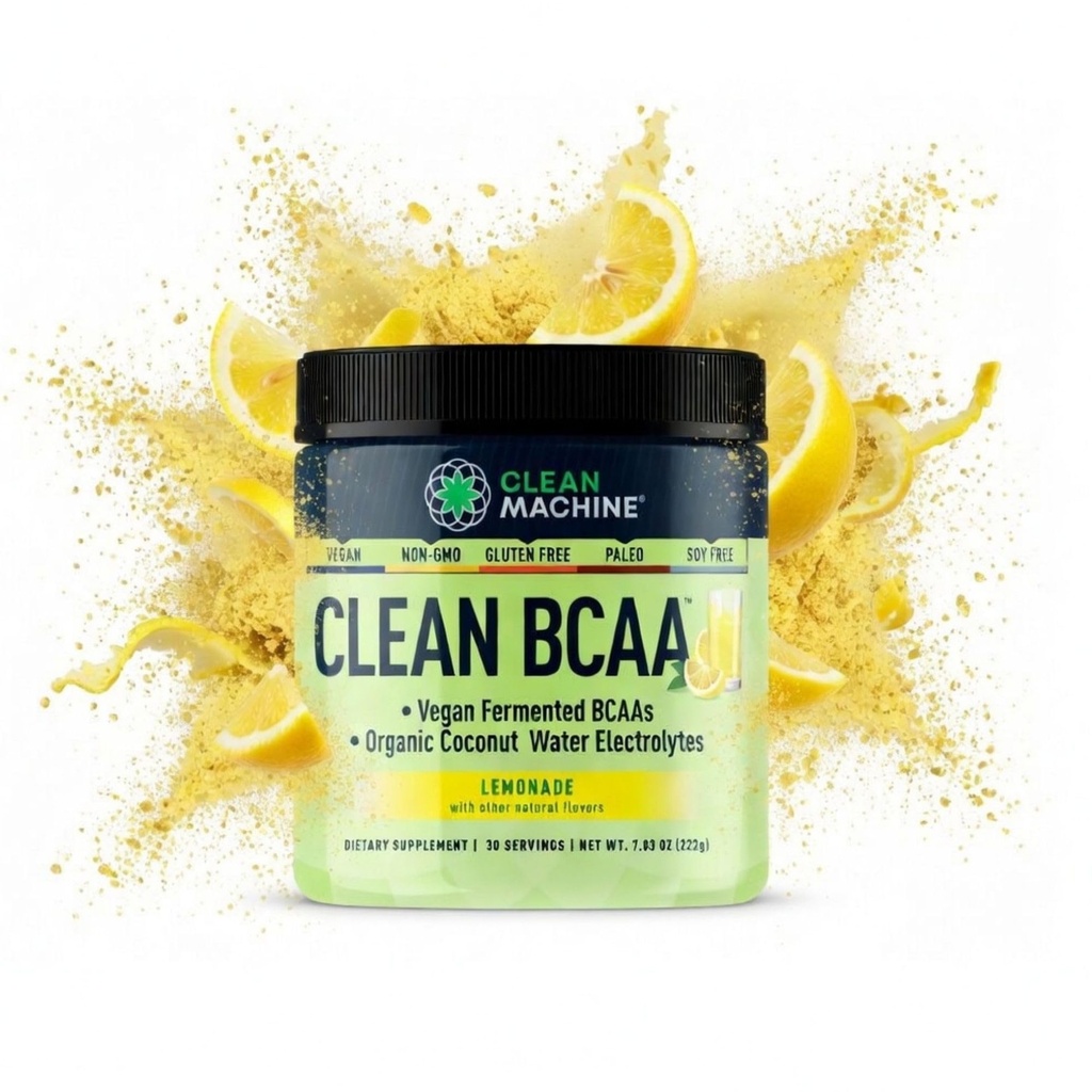 Clean BCAA - 2:1:1 Alimente Source BCAAs Powder & Coconut Water Electrolytes Recovery & Amino Energy Supplement - Premiu câştigător Vegan Amino Acid Supliment - 30 Serviri - Lemonade