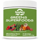 Suiyilary Greens Superfoods Pulbere pentru Sănătate Digestivă, Sugar Free Super Greens Pulbere, Spirulina, Chlorella pentru Bloating & Suport Gut, Suport zilnic pentru femei, Mixd Berry (15 Serviri)