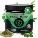 Spirulina organică + Moringa Greens Powder, Gluten-Free, Vegan Friendly, Detox & Digest, Superfoods 30 Servings Made in USA