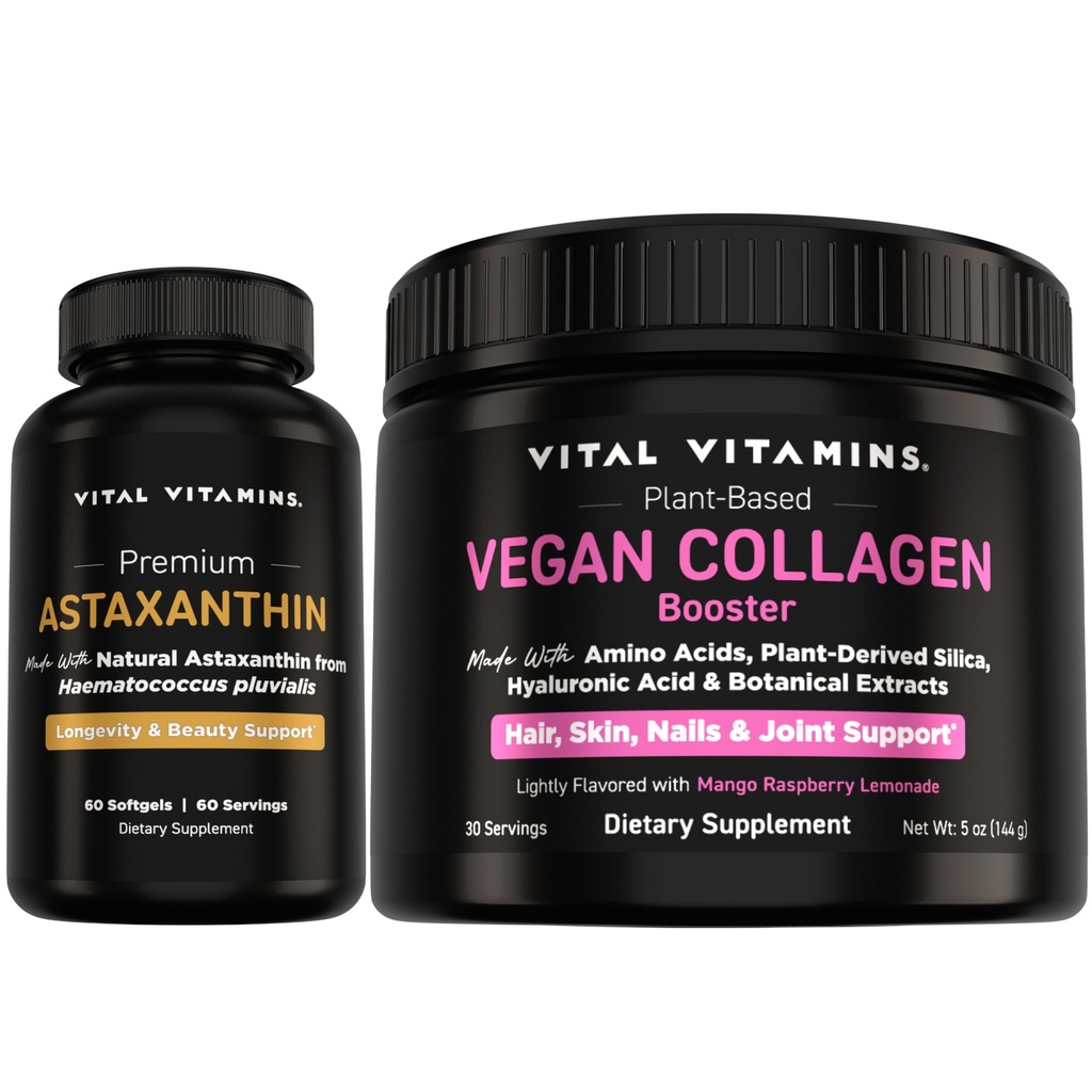 Vitamine vitale Astaxantină + Vegan Colagen Booster pulbere