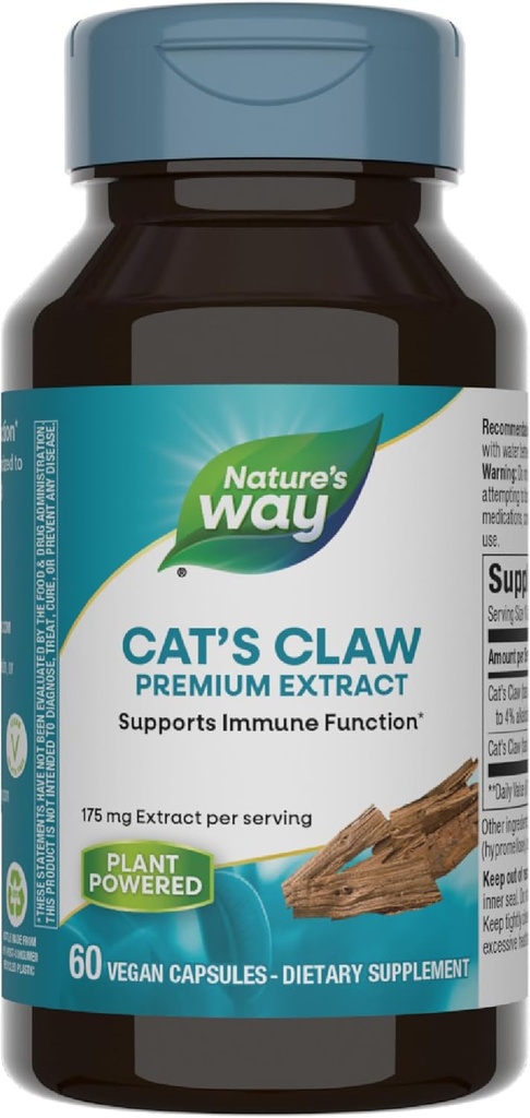 Natura's Way Standardized Cat's Claw Extract, 175 mg per serving, 60 Capsule