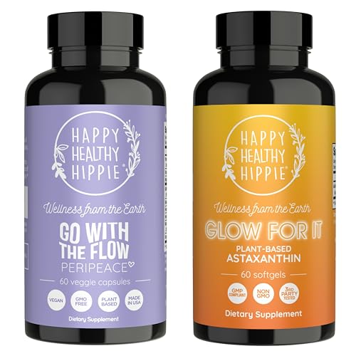 Fericit Hippie luminos sănătos pentru ea Astaxanthin Supliment & Du-te cu Flow Perimenopauza Suplimente pentru femei