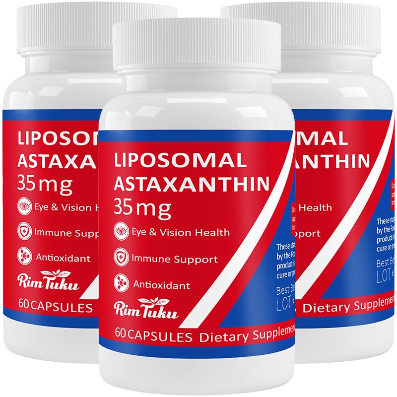 35mg Liposomal Astaxanthin Supliment - puternic suport antioxidant pentru piele, sănătatea articulară și oculară - Formula naturală anti-îmbătrânire cu Astexantină pură - Vegan, non-GMO, 180 capsule