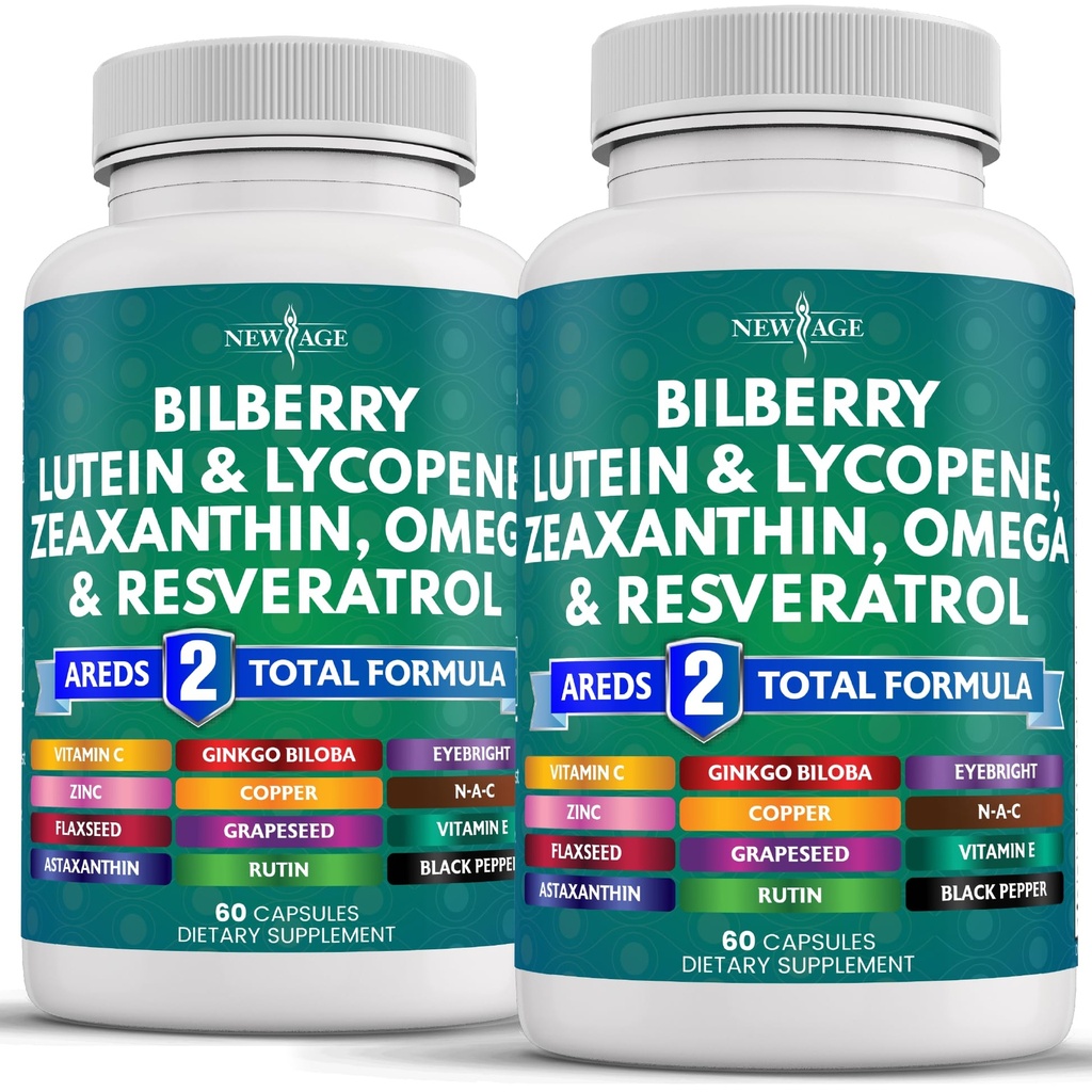 NOU AGE EYE Health Vitamine cu Bilberry 300mg Lutein & Zeaxanthin 40mg Licopen 40mg Resveratrol 100mg Seminte extract 200mg Astaxanthin - ochi Vitamina -120 Conte