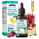 Liposomal Astaxanthin 24 mg picături lichide, 11-in-1 Antioxidant cu ulei de MCT, Licopen și ulei organic de cocos, Proaspete Microalgae Sursa, Sprijină ochi Skin Joint Health pentru femei & Bărbați, Aroma de lamaie
