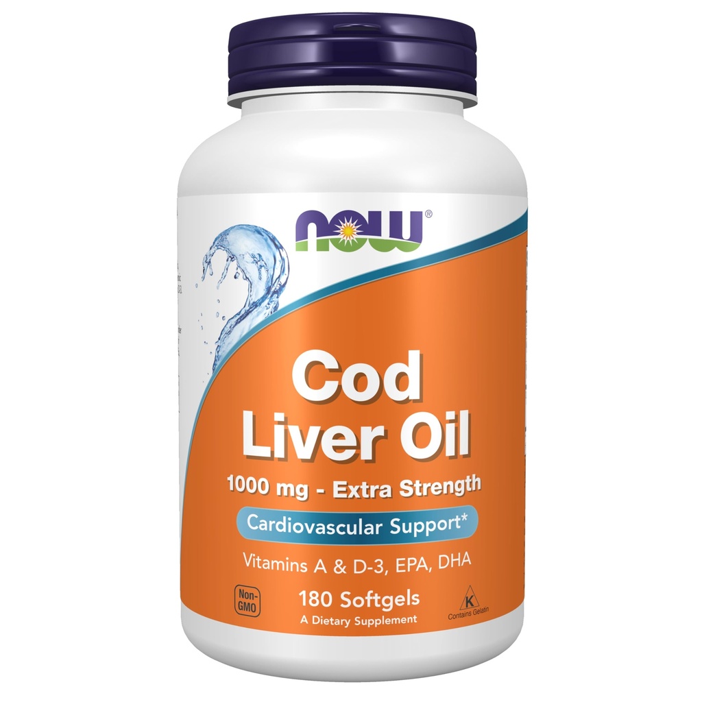 ACUM Alimente Suplimente, Cod Ulei de ficat, Extra Putere 1000 mg cu vitamine A & D-3, EPA, DHA, 180 Softgels