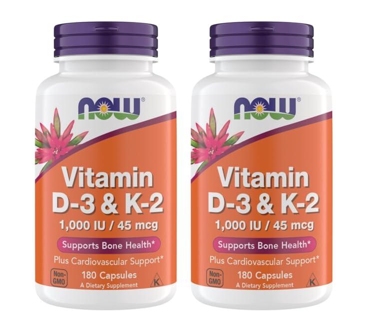 Acum Suplimente Vitamina D3 K2, 1000 UI/45 mcg, Suport cardiovascular, Sprijină Sănătatea osoasă, 180 Capsule vegetariene - Vegan, Gluten gratuit, Kosher Vitamina D3 și K2 Suplimente (2)